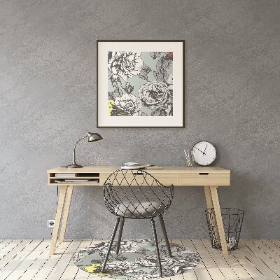 Tapete para escritório Rosas e pássaros