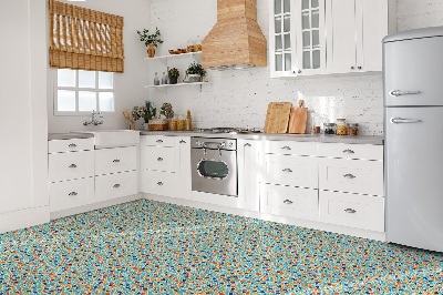 Pavimento vinílico mosaico colorido