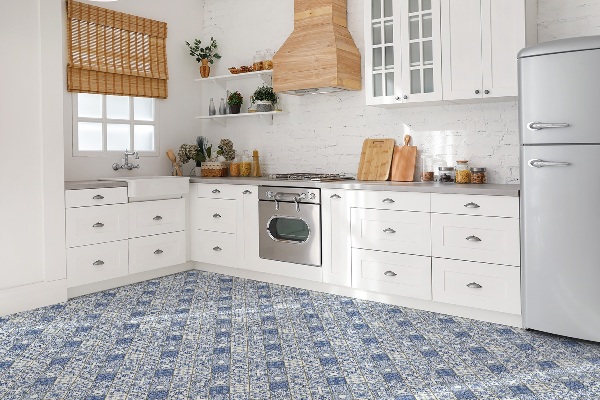 Piso vinilico Padrão azul português