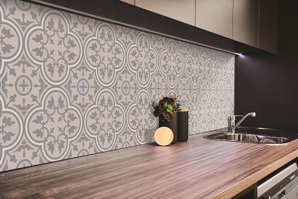 Revestimento parede cozinha moderna Padrão floral