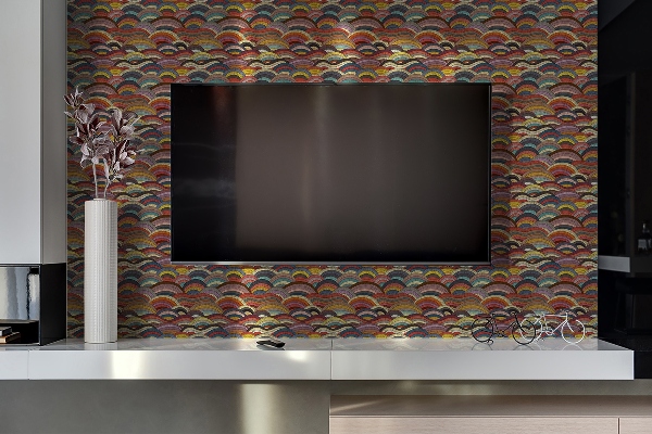 Revestimento parede cozinha moderna Ondas de Patchwork Decorativas