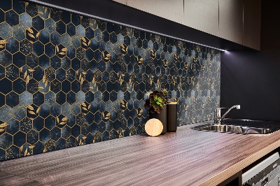 Revestimento parede cozinha moderna Folhas e hexágonos