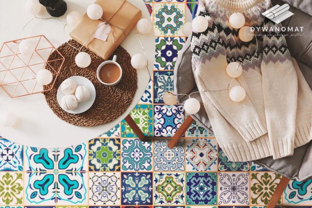 Figuras geométricas em tapetes de vinil