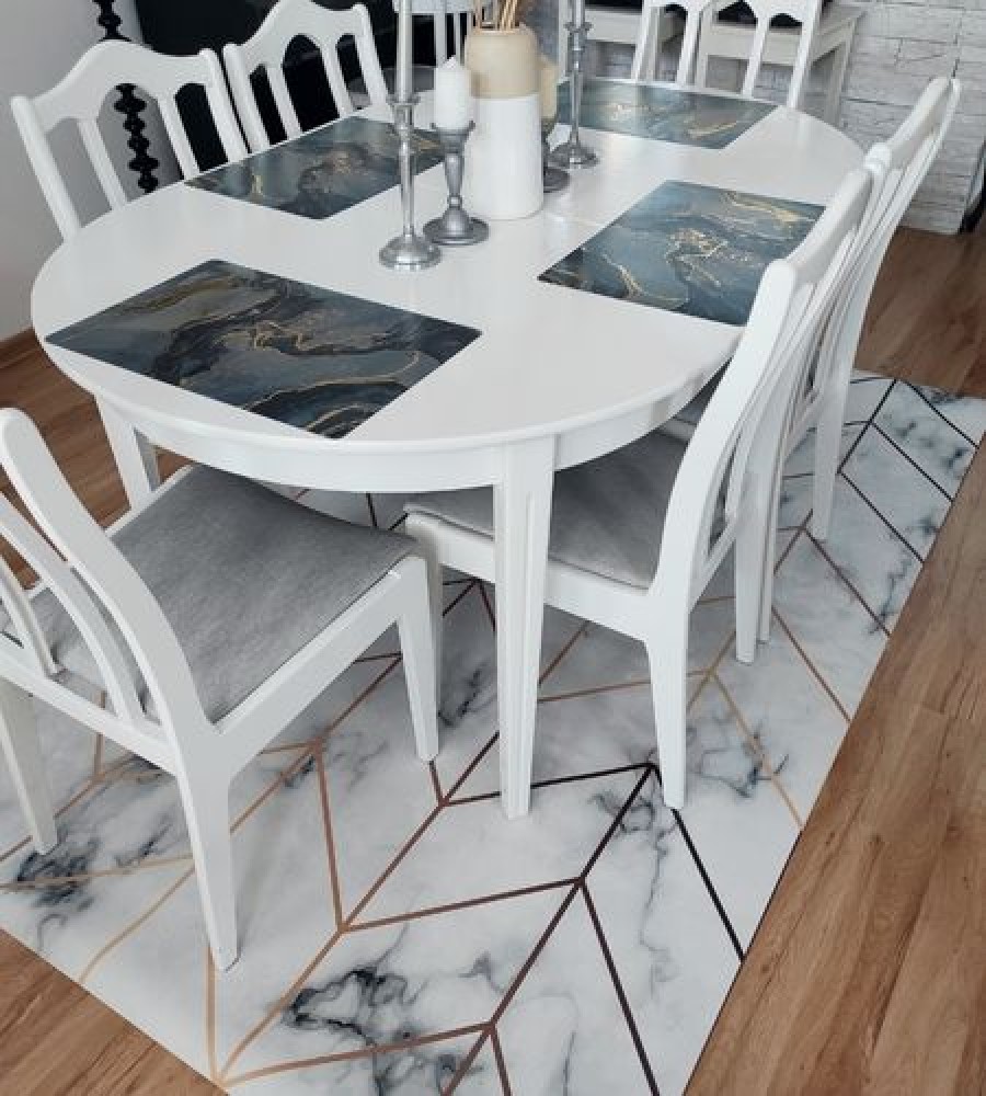 tapete embaixo da mesa da sala de jantar